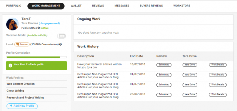 The Work Management Tab